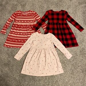 Carter's and Old Navy Kids Dress Trio - Red, Black, and Pink